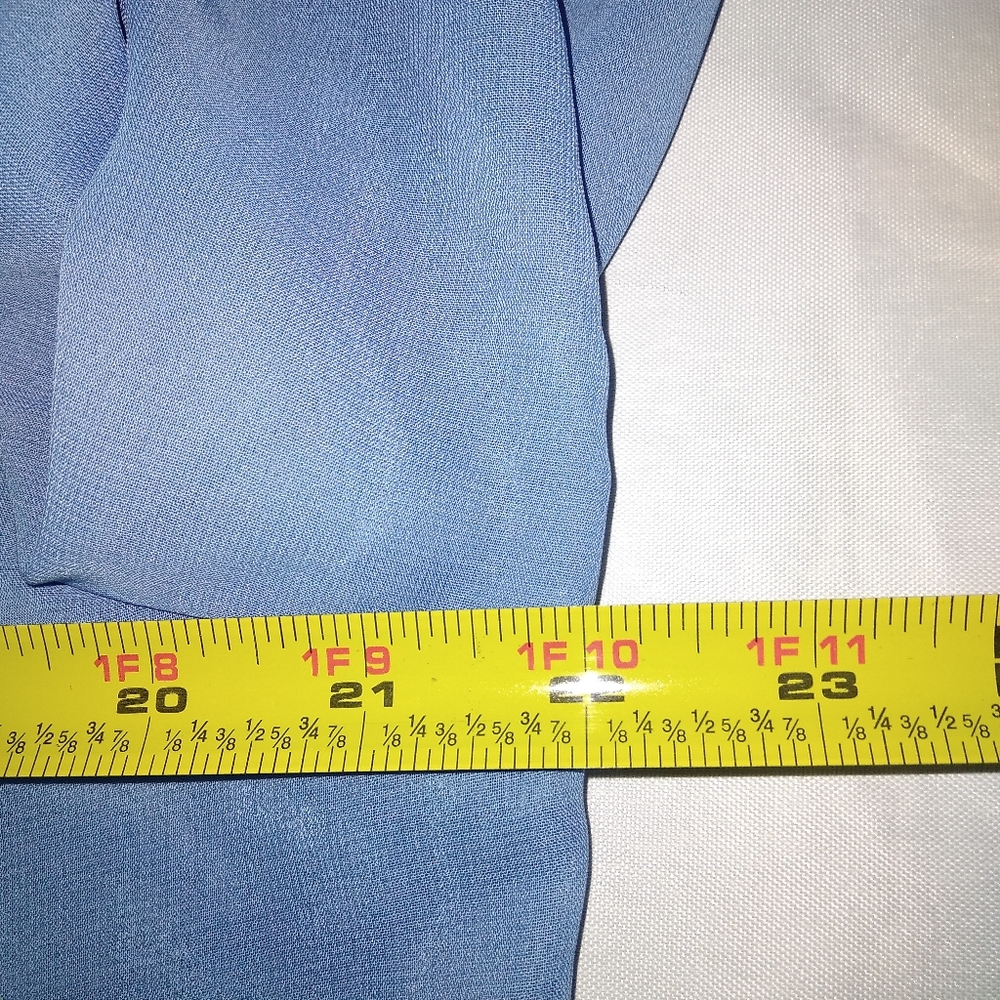 Women's Sheer Blue Button-Up Blouse - Picture 7 of 8